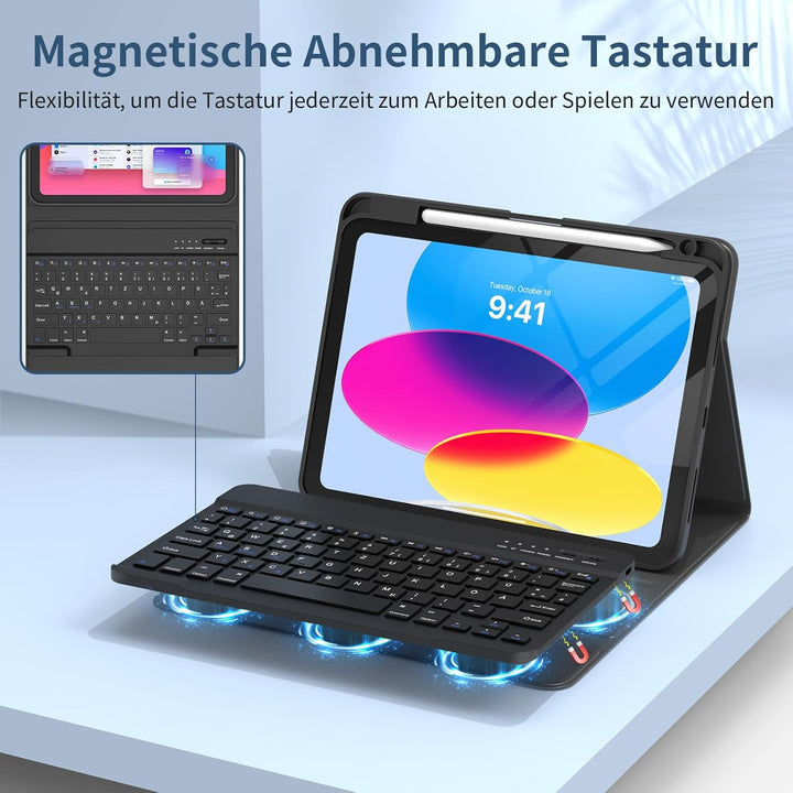 Tastatur Hülle für iPad A16 11 Generation 11 Zoll 2025/10 Generation 10,9 Zoll 2022, Schutzhülle mit