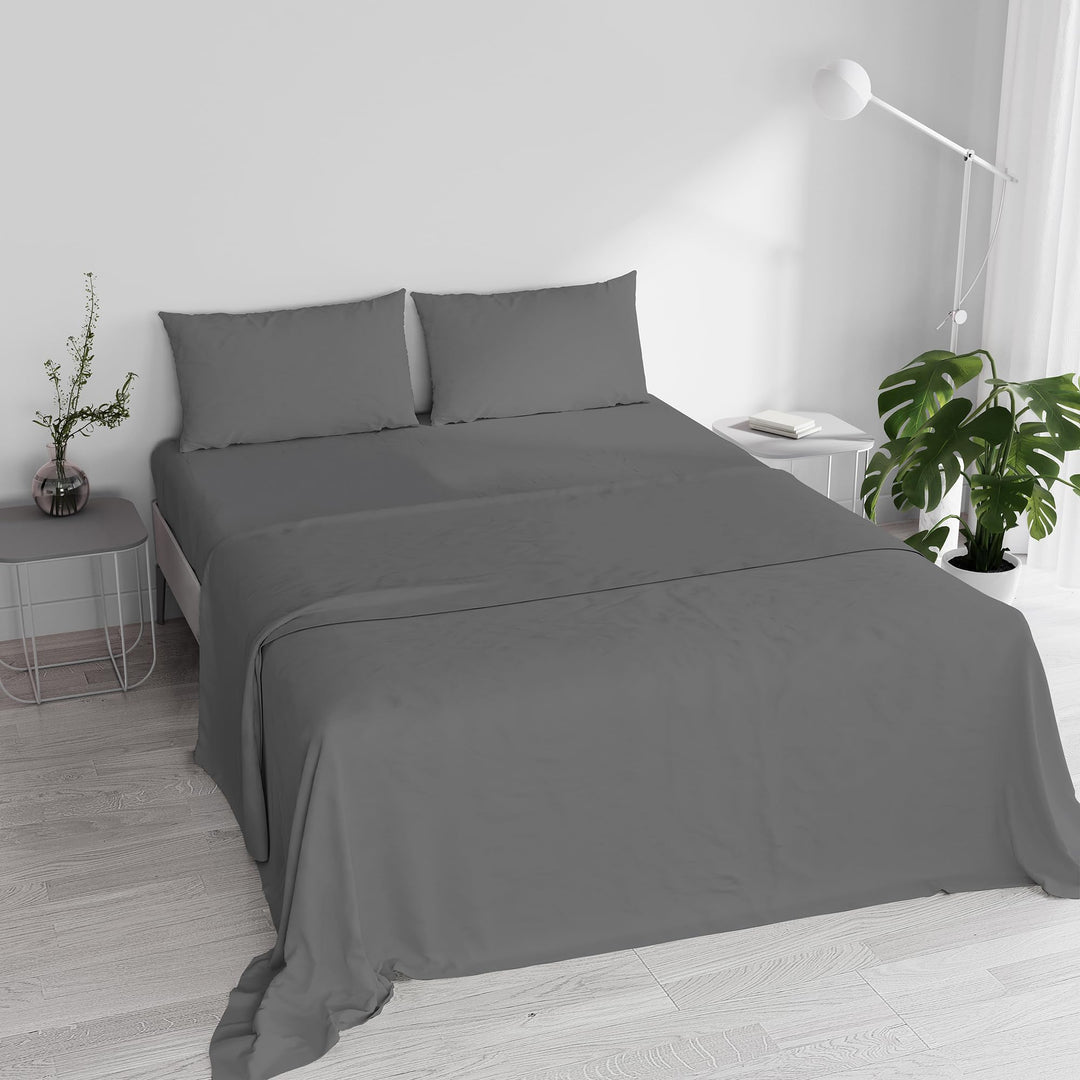 Italian Bed Linen maxcolor Bettwäsche grau 2 Sitze Dunkelgrau, 2 Sitze Dunkelgrau