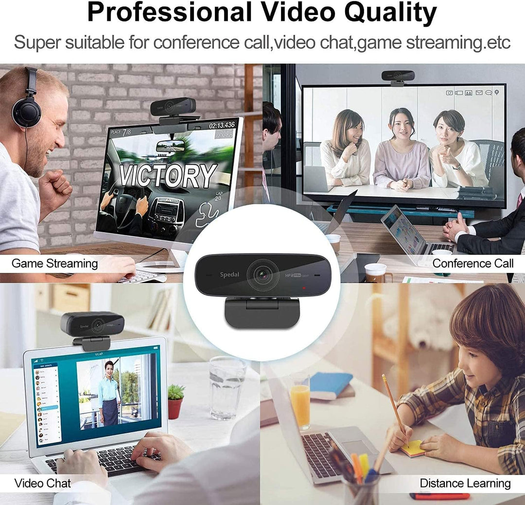 Spedal 1080P 60fps Webcam mit Stereo-Mikrofone, Autofokus Streaming Webcam, Computer Laptop Kamera f