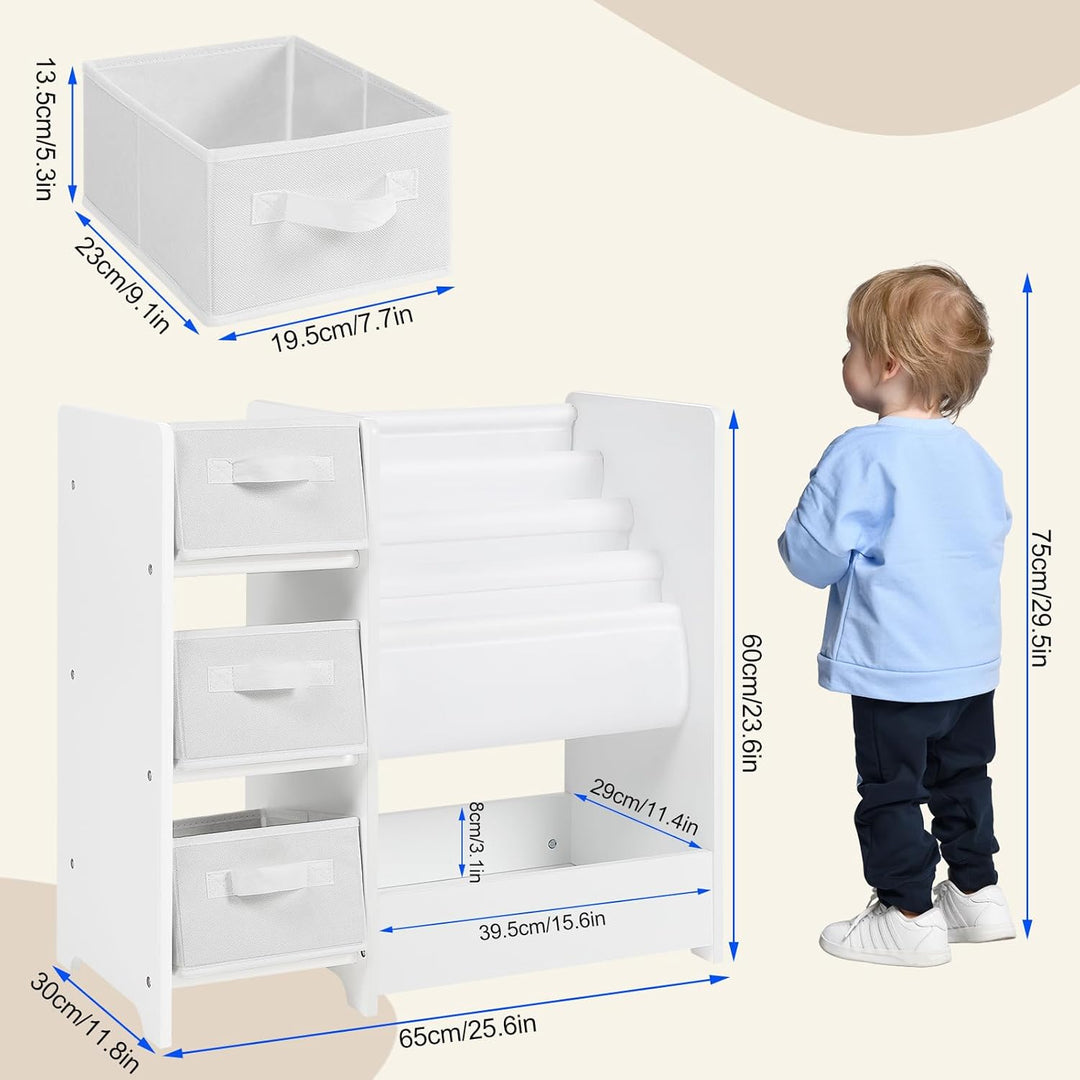 Lestarain Kinderzimmerregal, Spielzeug-Organizer, Regal für Kinderzimmer Spielzimmer, mit 3 Aufbewah