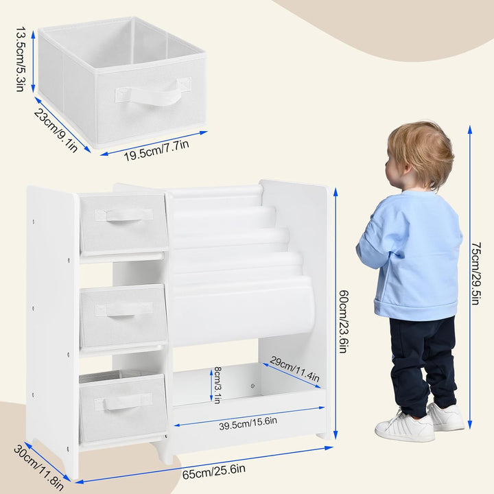 Lestarain Kinderzimmerregal, Spielzeug-Organizer, Regal für Kinderzimmer Spielzimmer, mit 3 Aufbewah