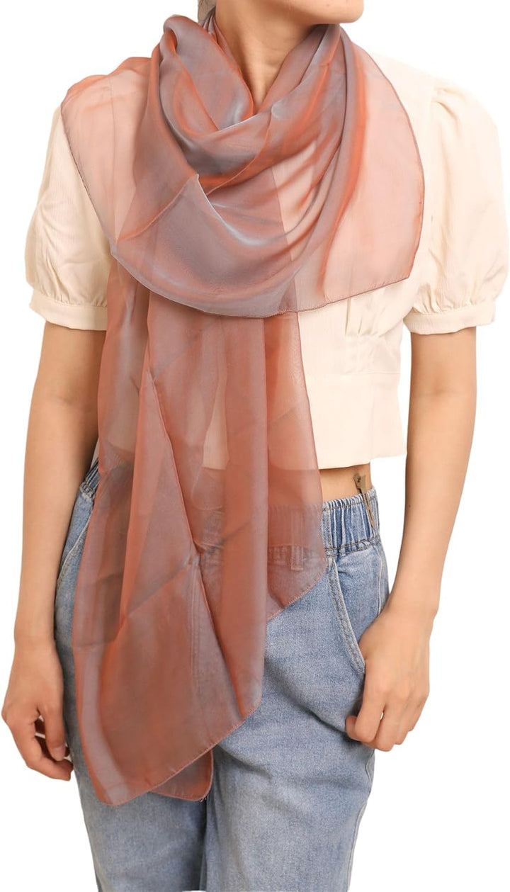 Damen Unifarbe Seidentaft 100% Chiffon Seide festlich Stola Schultertuch Schal für Abendkleider 200