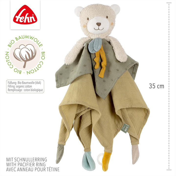 Fehn Schmusetuch Bär fehnNATUR - Spielkamerad & Stofftier-Schnuffeltuch mit Baumwolle aus kontrollie