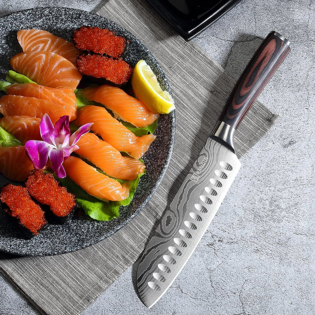 PAUDIN Santokumesser, Klingenlänge17cm Kochmesser aus deutschem Messerstahl, Sushi Messer Küchenmess