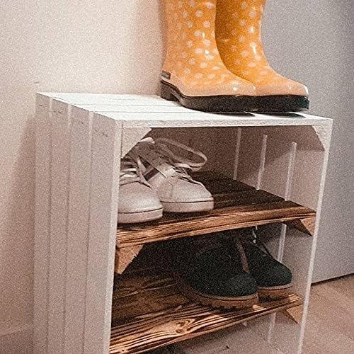 Neue weisse Obstkiste mit Einlegeboden/Zwischenbrett in geflammt Quer 50cm x 40cm x 30cm Schuhregal