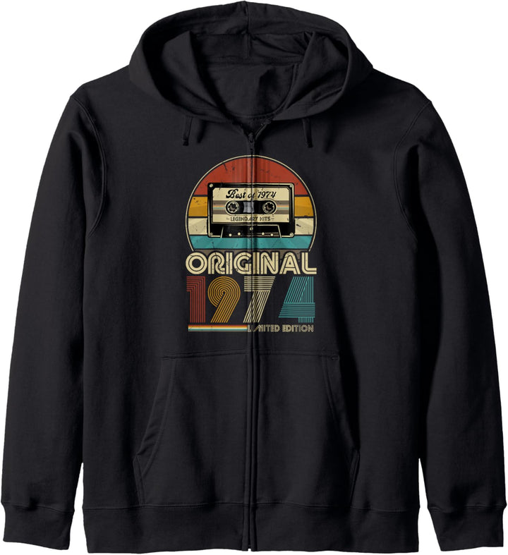 1974 Jahrgang Geburtstag Retro Vintage Herren Damen Geschenk Kapuzenjacke