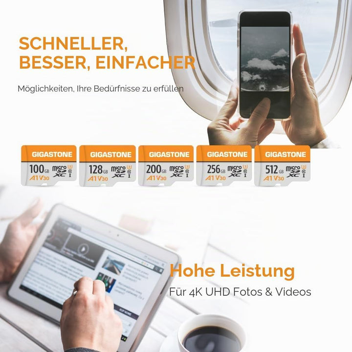 Gigastone 512GB MicroSDXC Speicherkarte 2er-Pack + SD Adapter, für Kamera, PC, Laptop und Tablet, Le