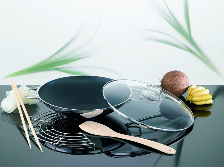 Schulte-Ufer 66520-34 Wok Wega beschichtet, inkl. Zubehör, 34 cm, 4,50 l, Antihaft