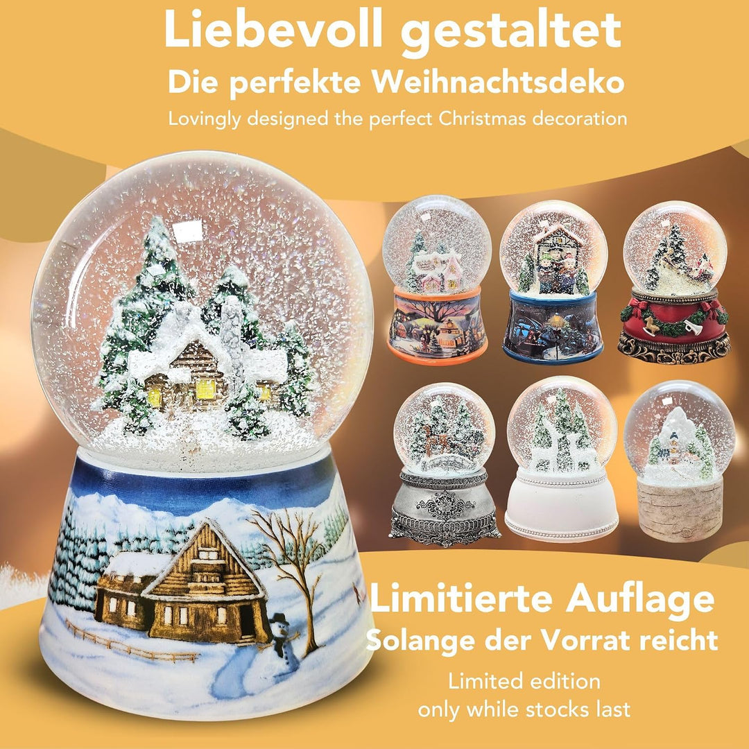 Schneekugel Musik Weihnachten | Kutschfahrt | | B: 10 cm H: 14 cm | 20325 (Mittelblau Winterlandscha