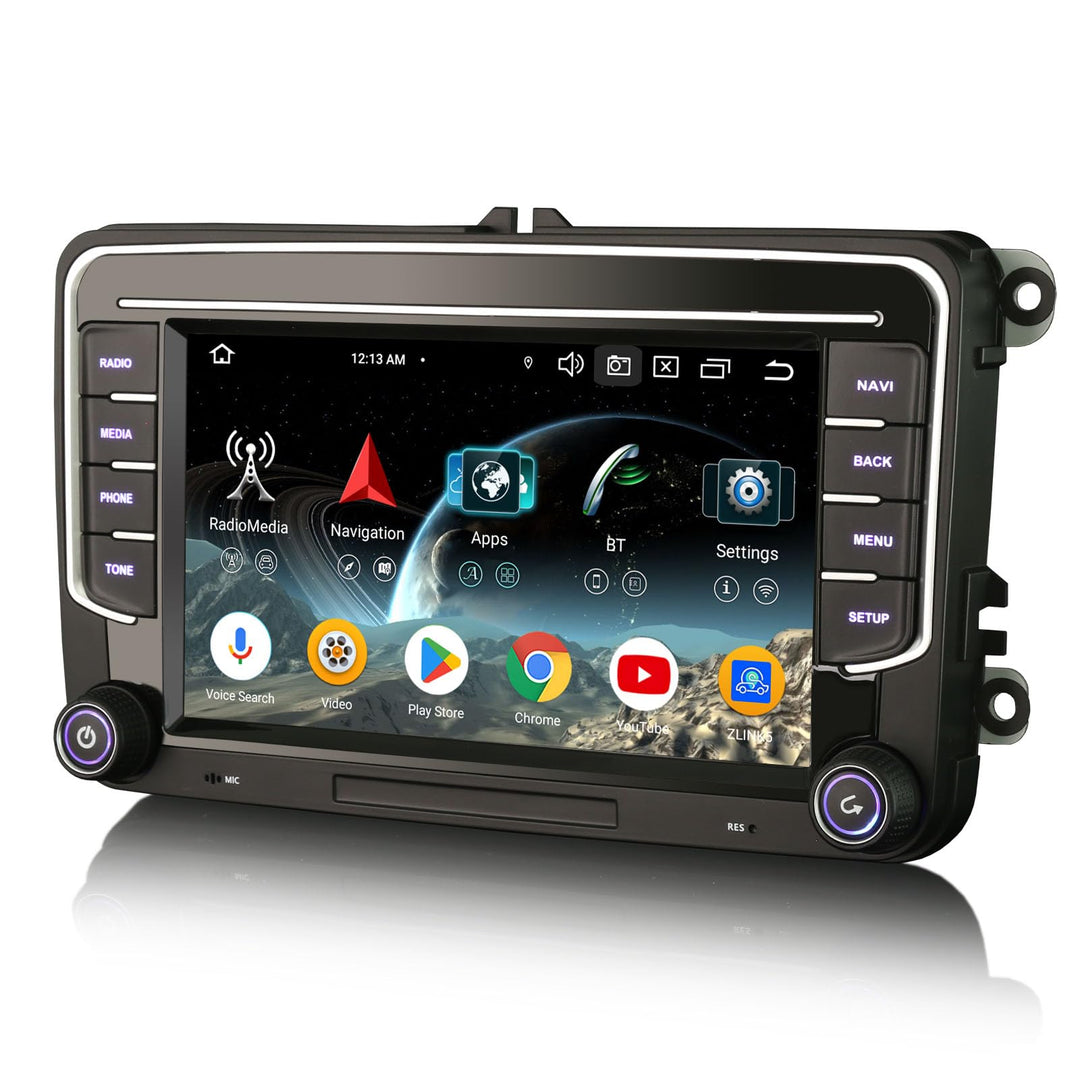 Erisin Acht Kern 4GB+64GB Android 14 Autoradio Bluetooth Für VW Caddy Amarok Crafter T6 Polo Skoda Y
