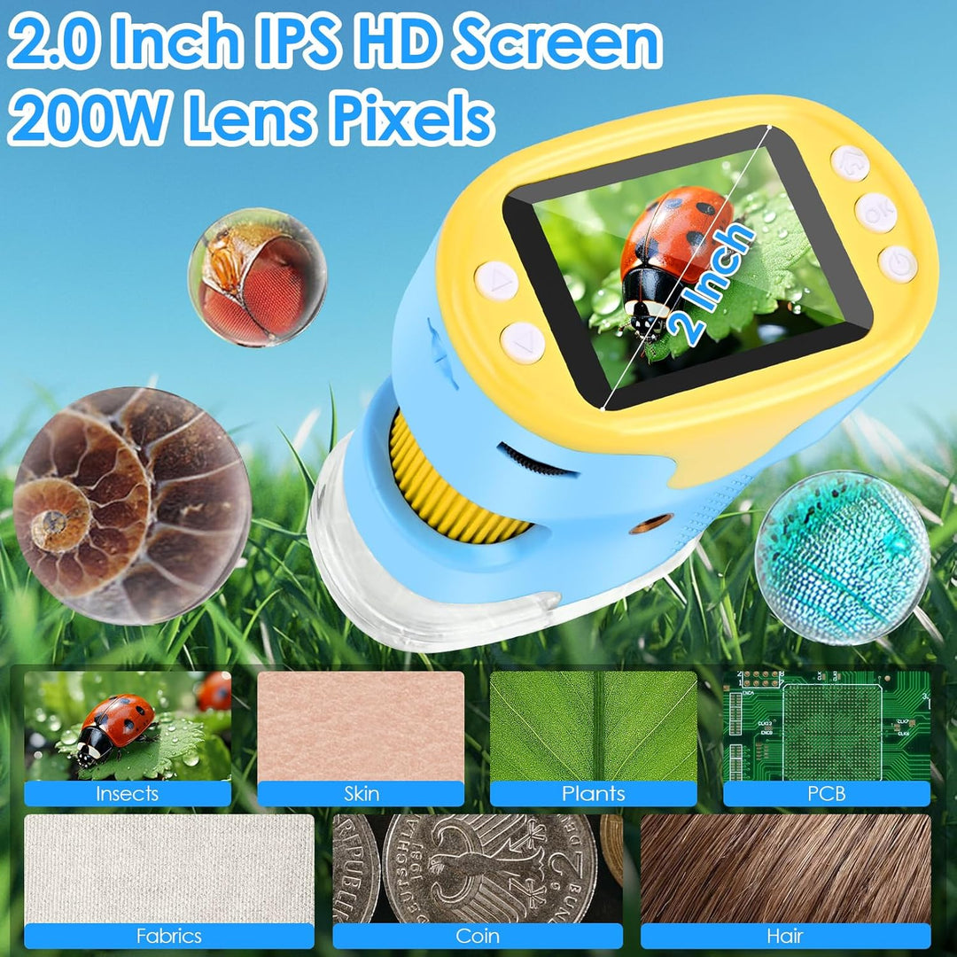Mikroskop für Kinder, Vankarr 1000X Digitale Taschenmikroskop Tragbares Mini Handy Mikroskope mit 32