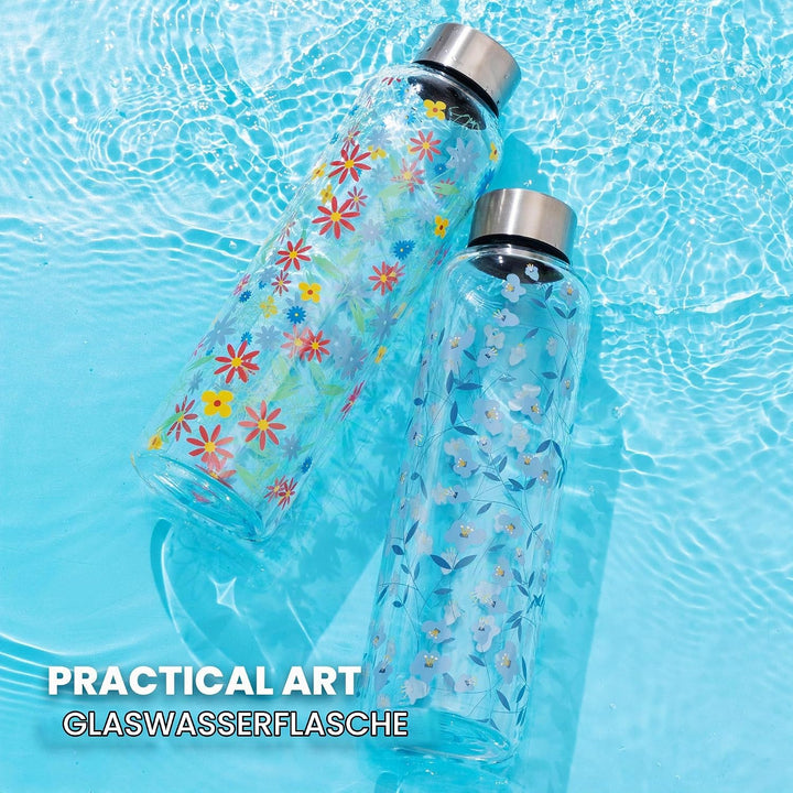 Autsel 500ml Glasflasche Trinkflasche Glas Sport Borosilikat Glass Bottle Wasser Flasche mit Neopren