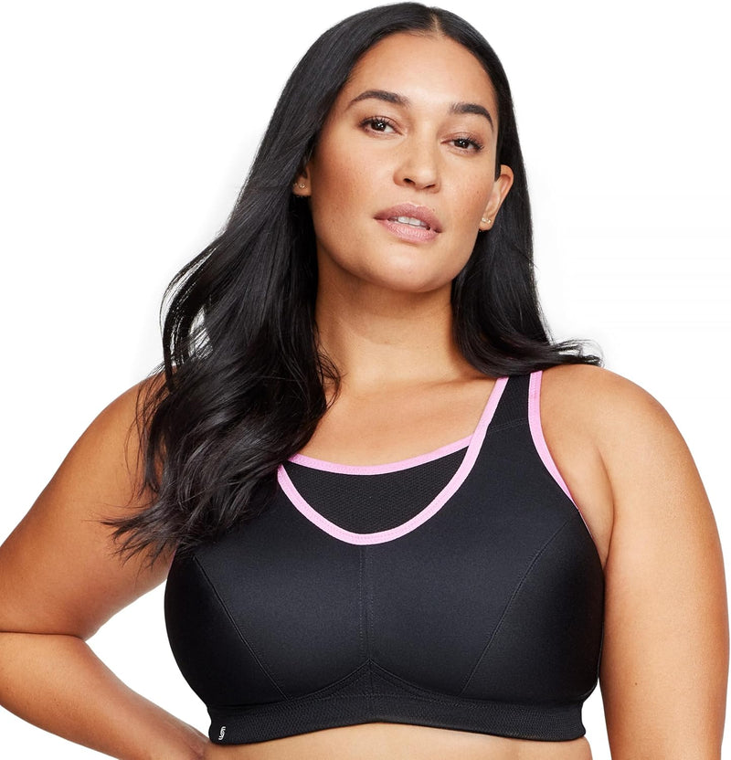 Glamorise Damen Bustier BH mit Perfektem Halt Sports Bra, Undurchsichtige 75C Schwarz/Pink, 75C Schw