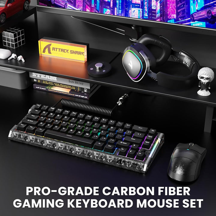 ATTACK SHARK 8000 Hz Carbonfaser-Schnellauslöser Kabelgebundenes magnetisches Gaming-Tastatur Hot-Sw