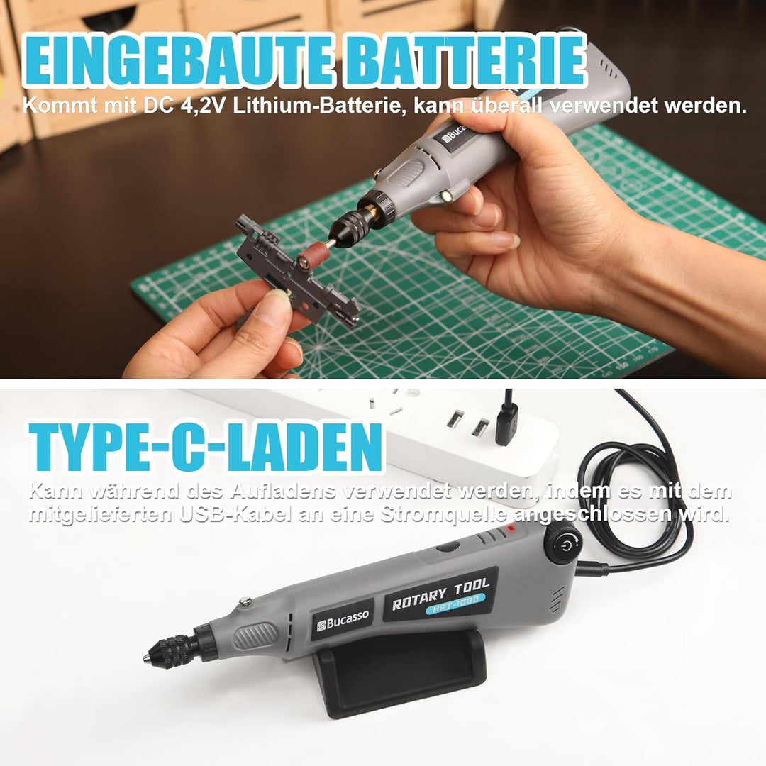 Rotationswerkzeug-Kit mit variabler Geschwindigkeit und 2.0-Universalfutter von 1/50'' bis 1/8'', ka