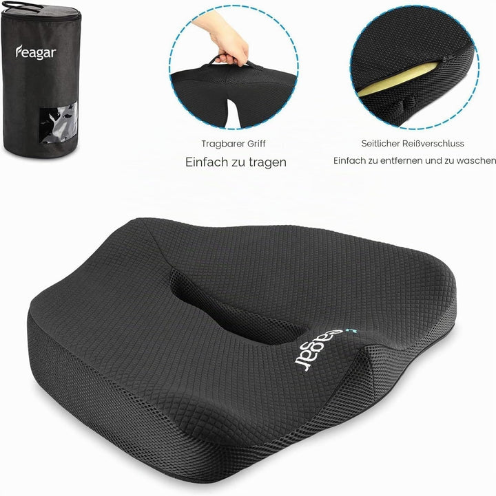 Feagar Sitzkissen, Orthopädisches Sitzkissen aus Memory Foam, Ergonomisches Sitzkissen für Bürostuhl