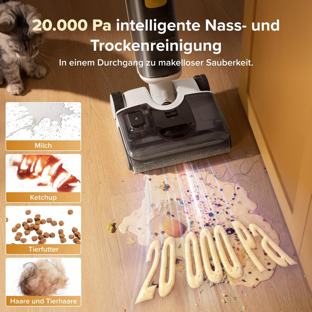roborock F25 GT Gen 2 Set Nass-Trockensauger, 20.000 Pa Akkusauger mit Wischfunktion, 180° Lay-Flat