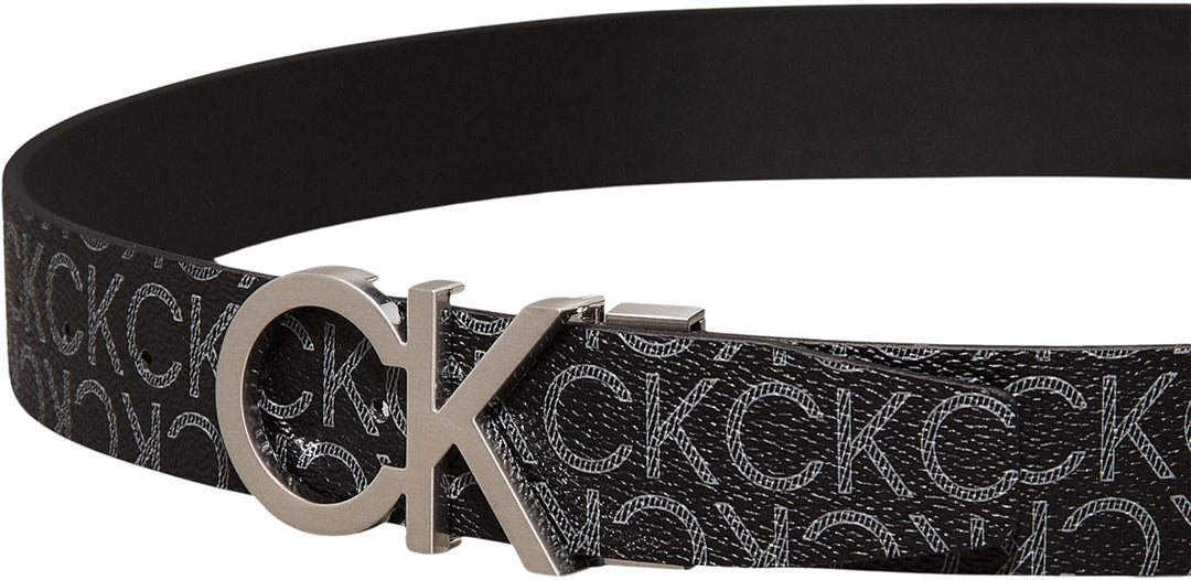 Calvin Klein Herren Gürtel Ck Rev.Adj. New Mono Belt 3.5 cm Kunstledergürtel, Schwarz (Black Monogra