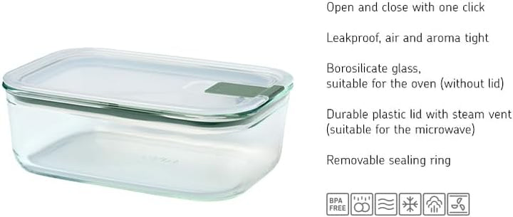 Mepal - Glasbehälter mit deckel EasyClip - Meal prep boxen - Geeignet für Mikrowelle, Dampfgarer, Of