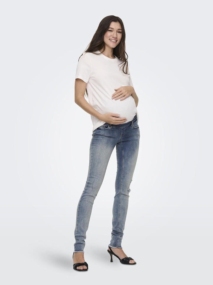 ONLY Damen Olmblush Mid Sk ANK Raw DNM Jeanshose XS / 32L Medium Blue Denim, XS / 32L Medium Blue De