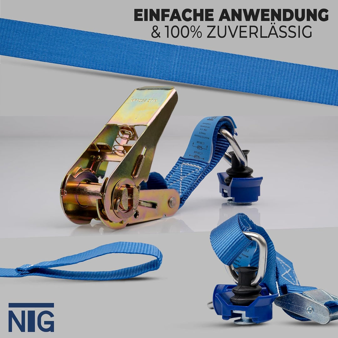 NTG Spanngurte mit Ratsche und Kunststoff-Fitting für Airlineschiene 10 Stück im Set | 1100 mm Lang