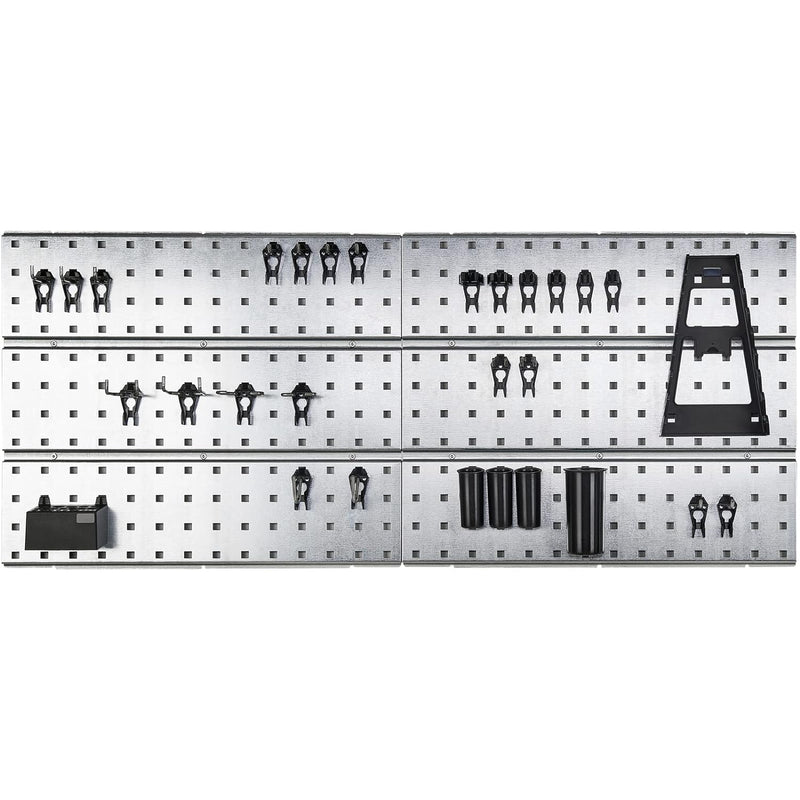 raaco 2 TWP Set Verzinkte Werkzeugwand - Lochwand Werkstatt mit 28 SuperClips, 104 x 44 cm, 150 kg T