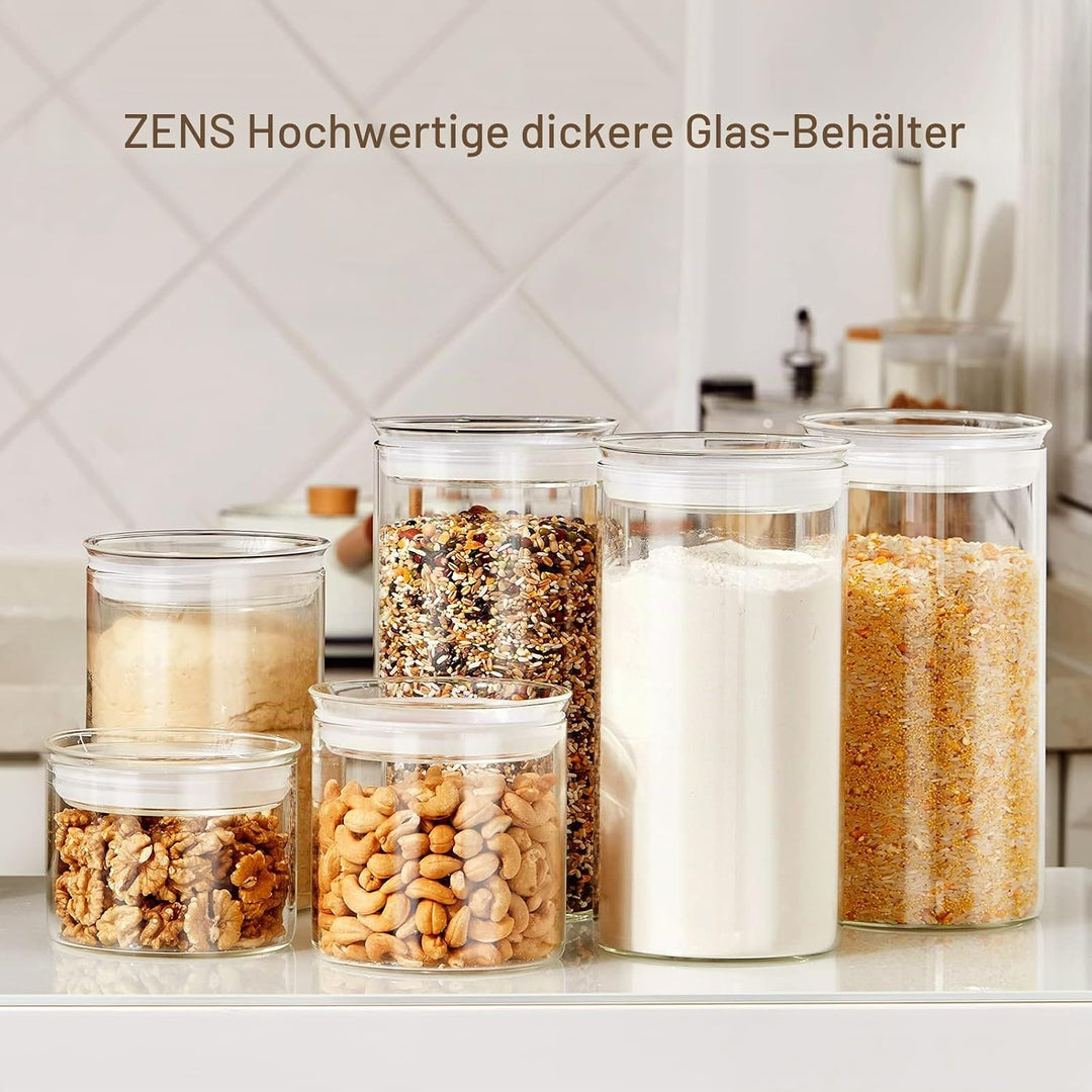 ZENS Vorratsgläser Vorratsdose Glas, 2200ml Luftdichtes Vorratsdosen of 2er mit Deckel, 12CM Weitem