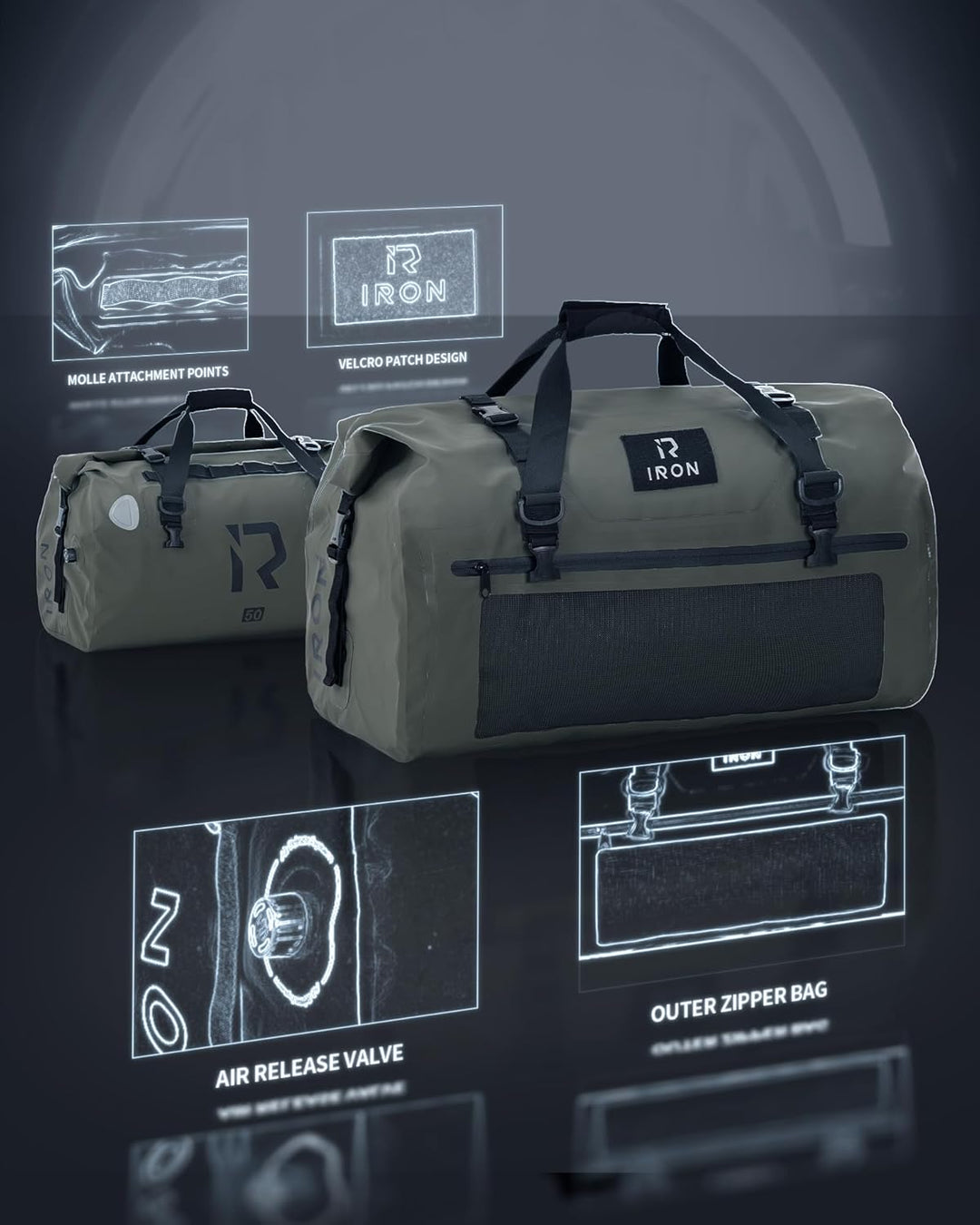 BORLENI Motorrad Hecktasche Gepäckrolle wasserdicht 50L – Premium Motorradtasche mit Rolltop, Reflek