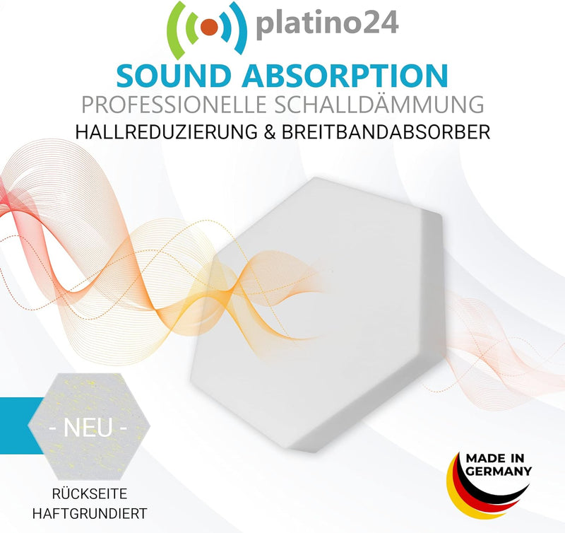 platino24 Schallabsorber 3D-Set aus Basotect G+, 12 Elemente: je Ø30cm Wabe, Verbesserung der Raumak