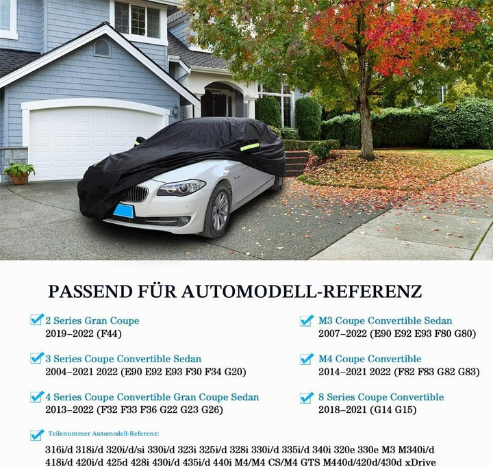 Abdeck Autoabdeckung Kompatibel mit BMW 3er(2004-2024)/4er(2013-2024)/M3(07-24)/M4(14-24) Limousine