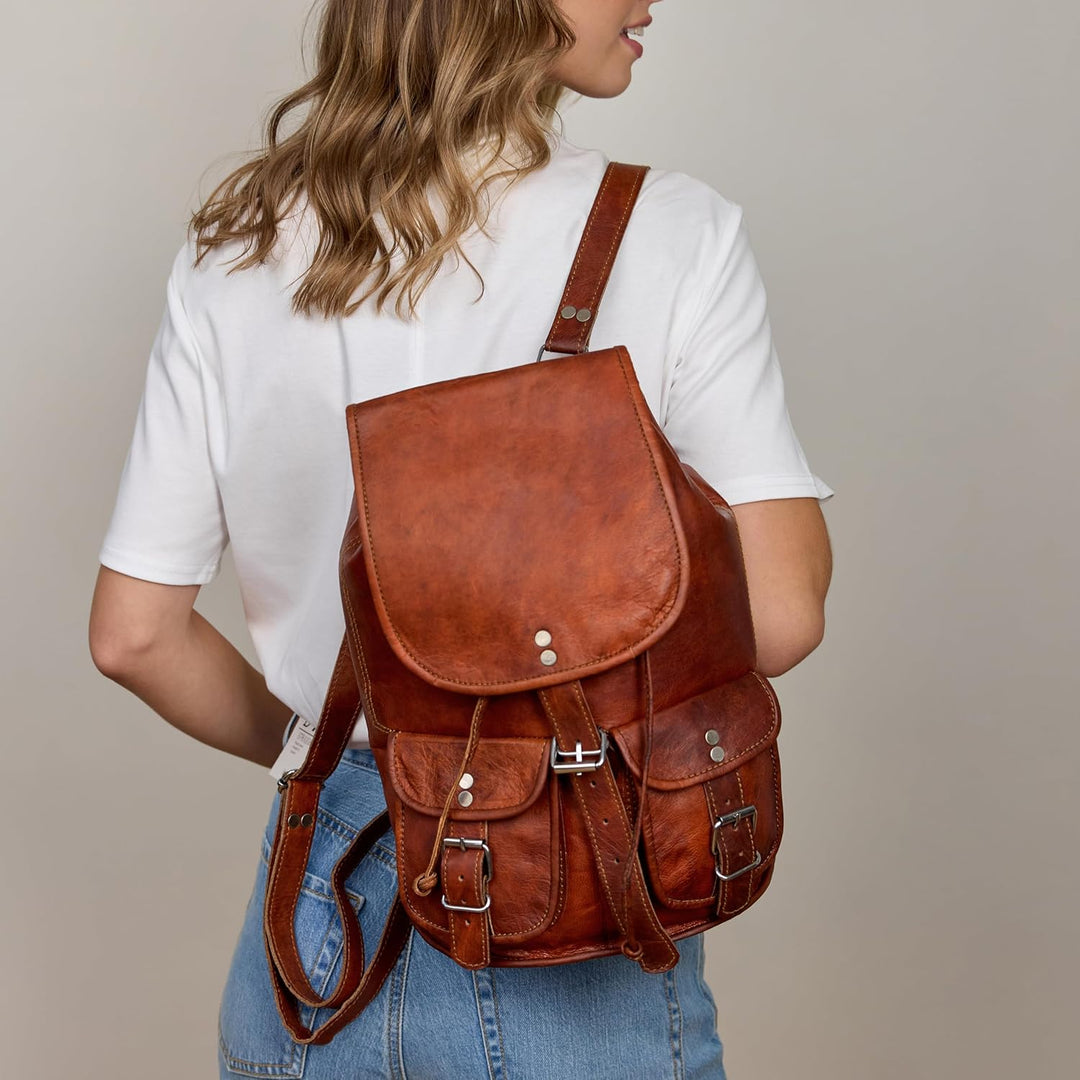 Gusti Rucksack Leder - Gary 13" Damen und Herren Cityucksack Unirucksack Wanderrucksack Alltagsrucks