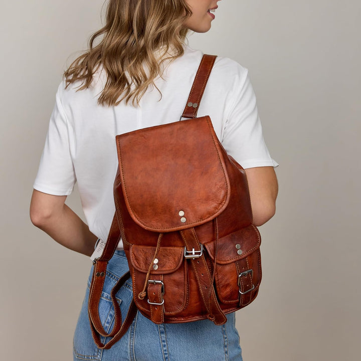 Gusti Rucksack Leder - Gary 13" Damen und Herren Cityucksack Unirucksack Wanderrucksack Alltagsrucks