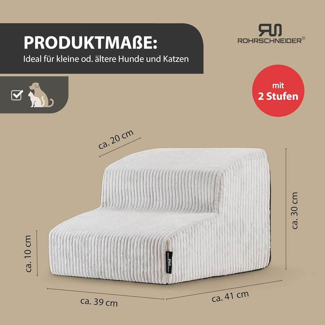 Rohrschneider Hundetreppe kleine Hunde | Made in EU | Haustiertreppe mit Rutschfester Unterseite | K