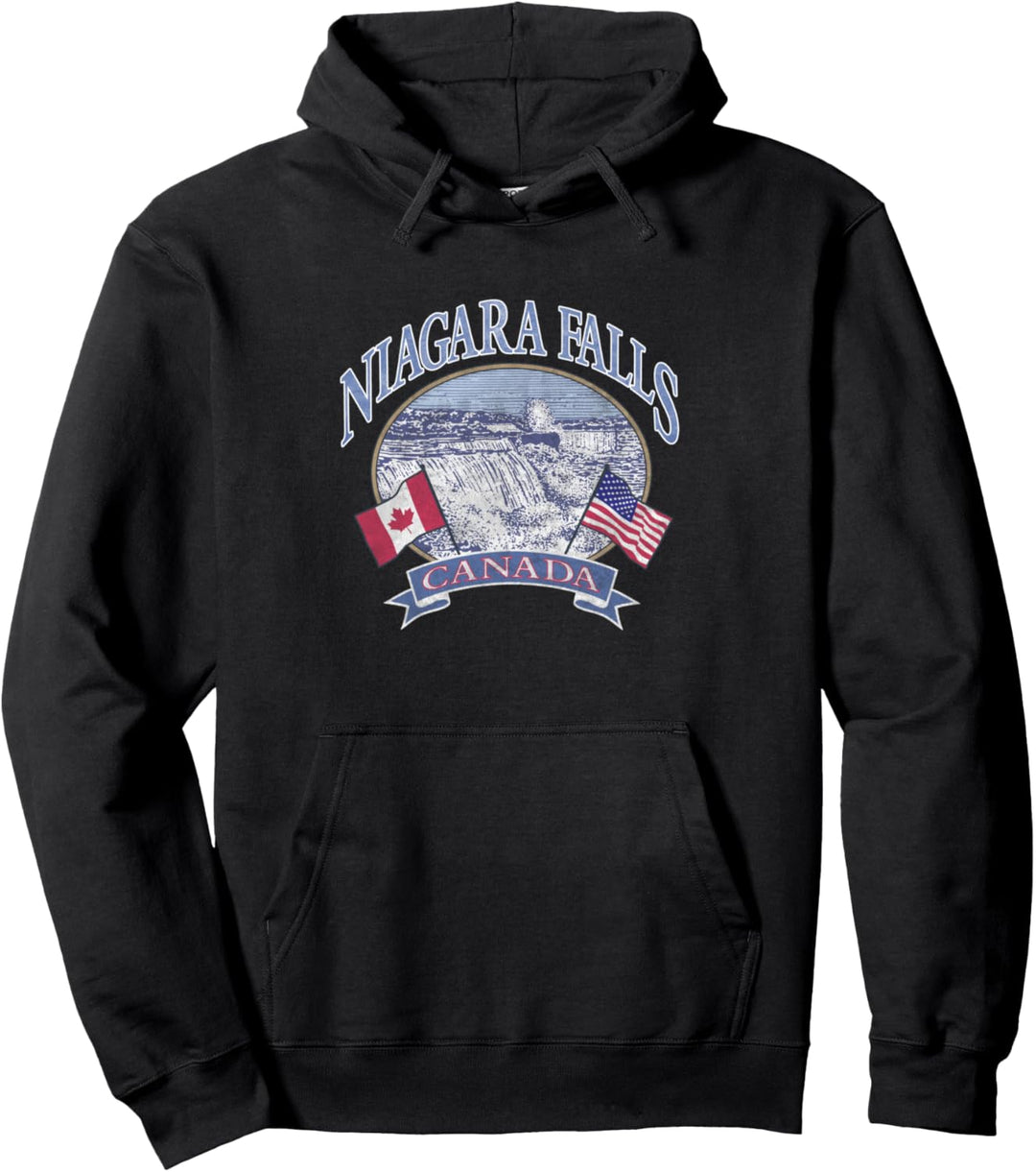 Americana Niagara Falls Scene Canada America Flags Pullover Hoodie