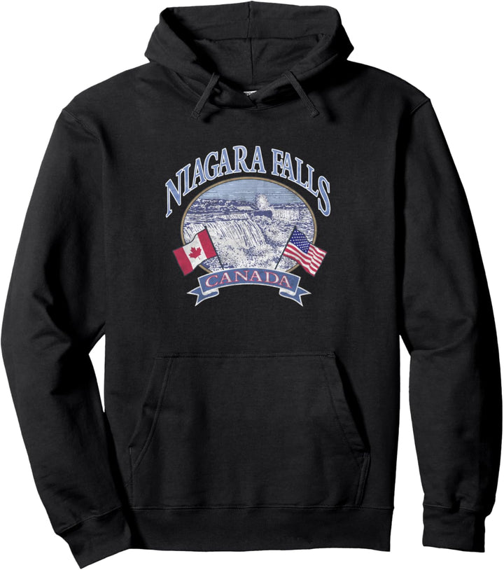Americana Niagara Falls Scene Canada America Flags Pullover Hoodie