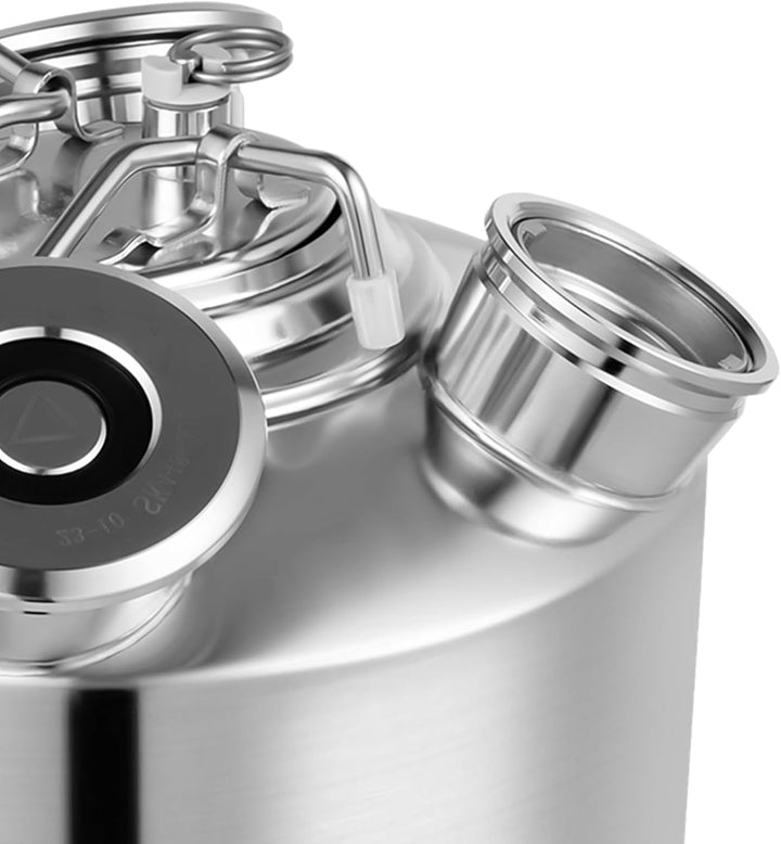 MIUKYUI Professionelles 10L Edelstahl Reinigungsfass für Bierleitungen 3-Fach Anschluss mit Deckel u