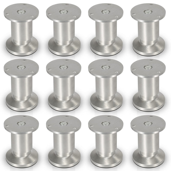 Gimisgu Aluminium Möbelfüsse 12er Set,Runde Möbelfuss Sockelfuss,Höhe 100mm,Höhenverstellbar:15mm,Be