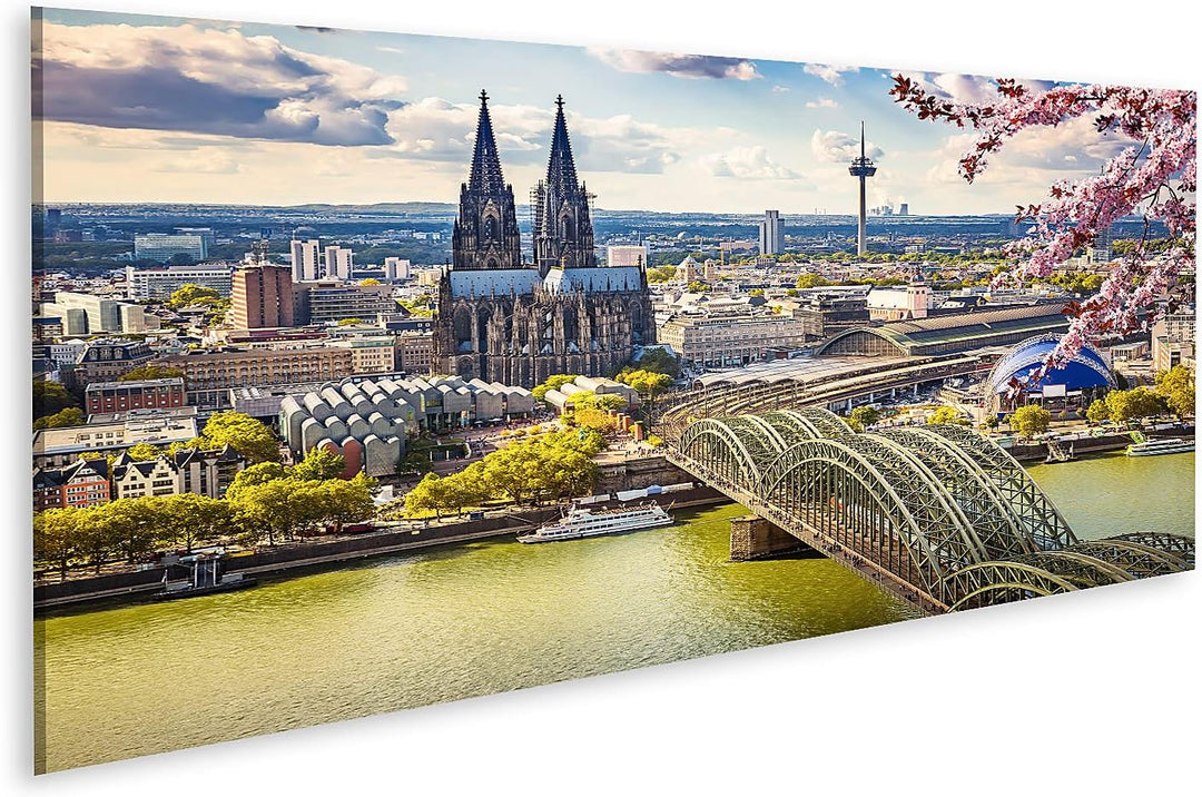 islandburner Bild auf Leinwand Luftbild Von Köln Bilder Wandbilder Poster Leinwand 120x40cm - Panora