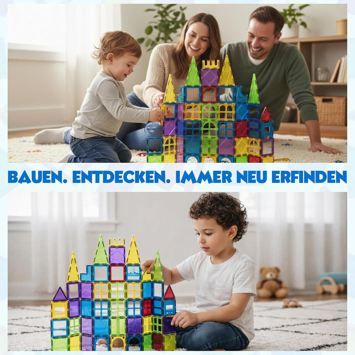KIYARI Magnetbausteine 120 Teile – Grosse 7,5 cm Montessori Magnet Bausteine für Kinder ab 3 Jahren,