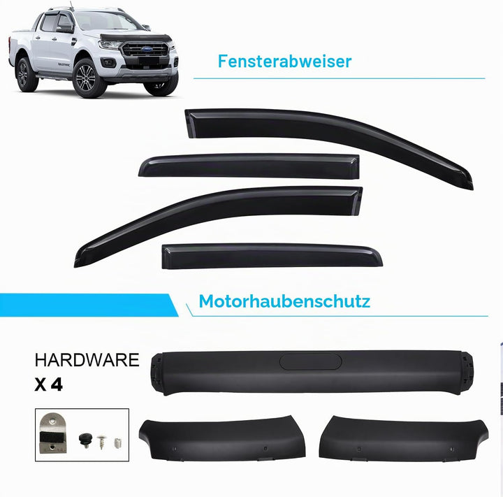 JHCHAN Windabweiser Motorhaubenschutz Schutz Motorhaube Deflektor für Ford Ranger Raptor Wildtrak 20