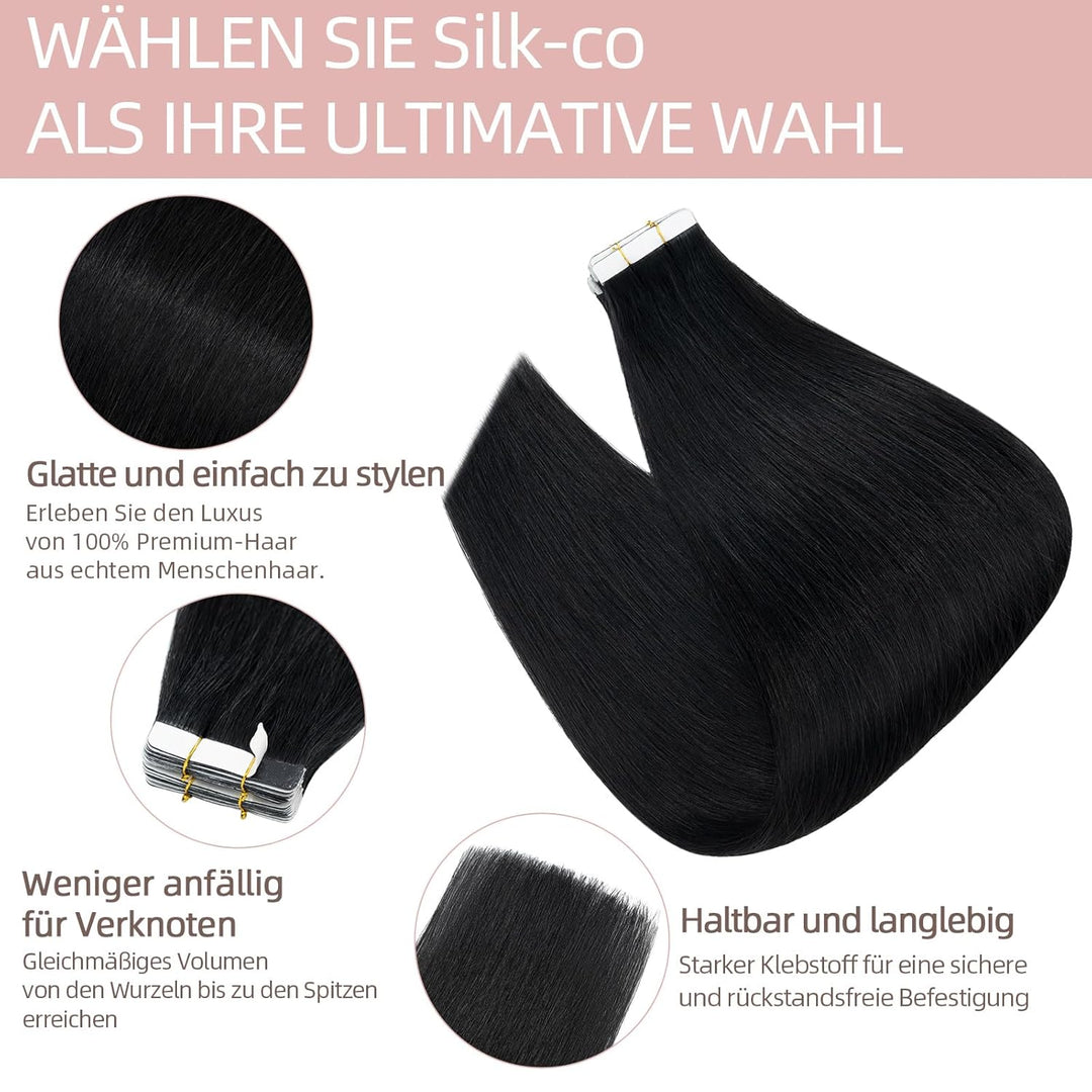 Silk-co Tape in Extensions Echthaar 20stk, leicht Version Tape Extensions Echthaar, Remy Haarextensi
