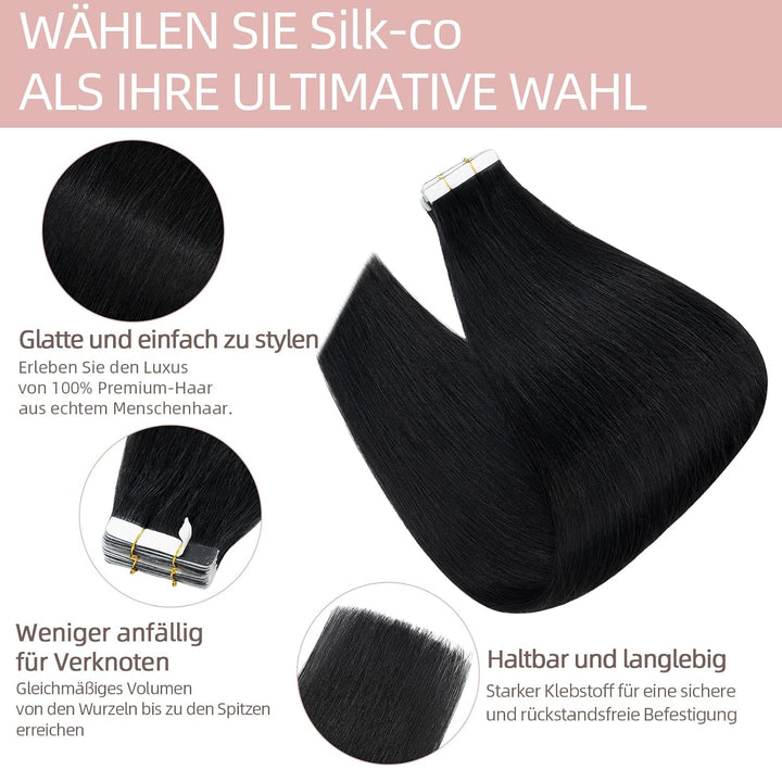 Silk-co Tape in Extensions Echthaar 20stk, leicht Version Tape Extensions Echthaar, Remy Haarextensi