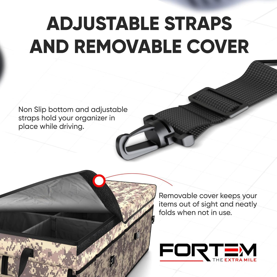 FORTEM Kofferraum Organizer, Kofferraumtasche, Zusammenklappbarer Auto Organizer Kofferraum mit Fäch