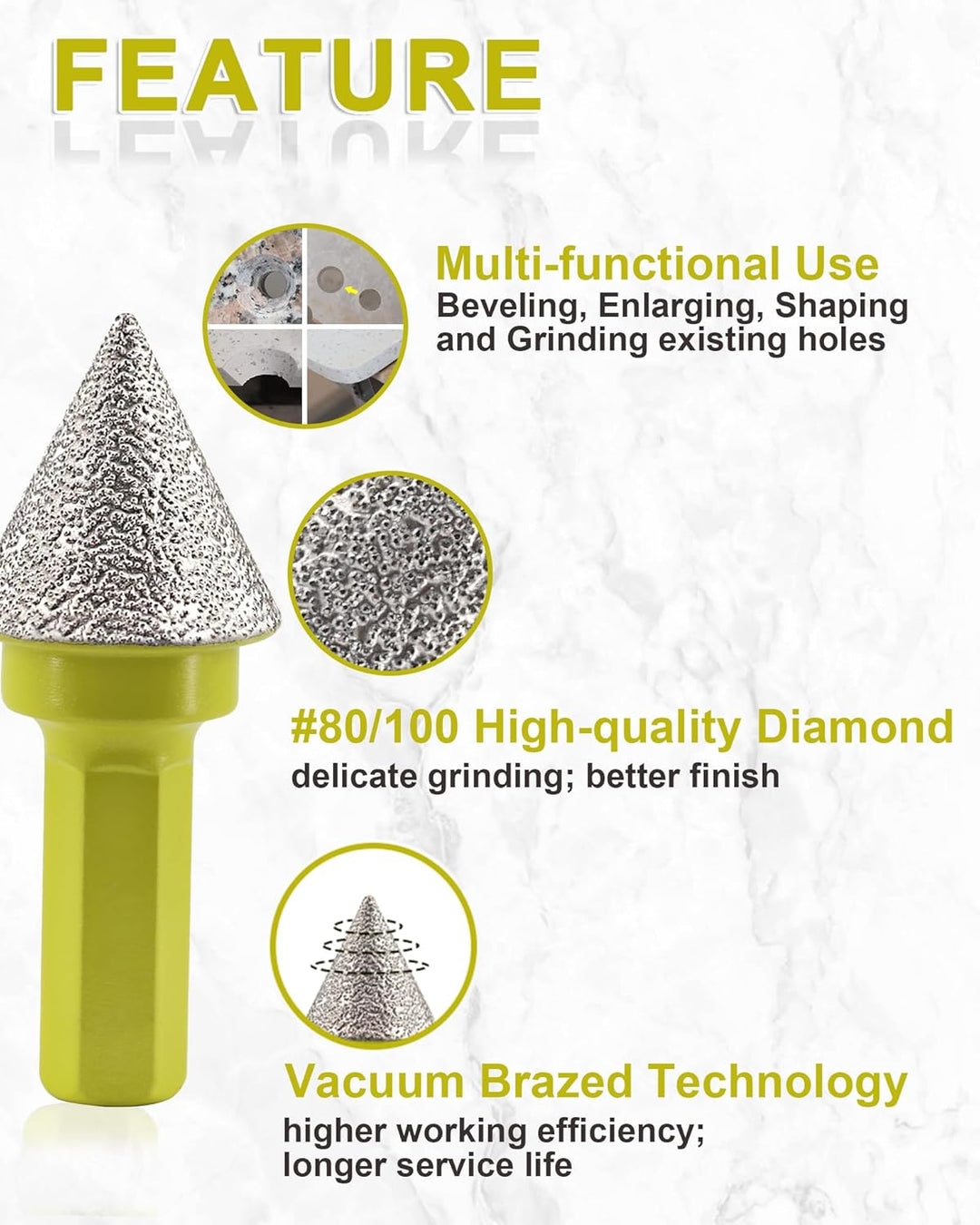 Diamant Fasenbohrer 20mm Fliesenfräser SANLEETEK - Anfasen, Formen, Vergrössern und Schleifen von Lö