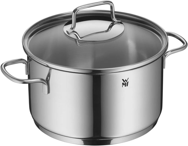 WMF Astoria Topfset Induktion 4-teilig, Kochtopf Set mit Glasdeckel, Cromargan Edelstahl poliert, In