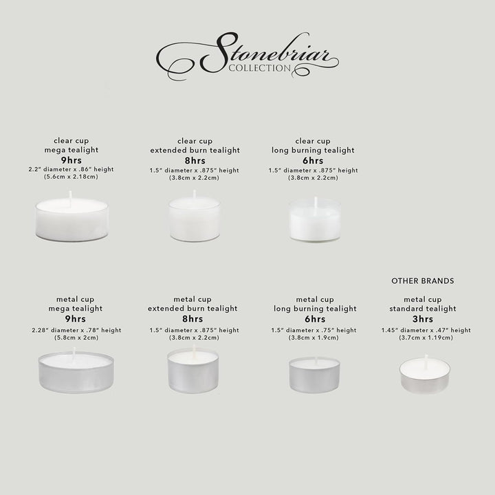 Stonebriar dtl-100–8 Lange Brenndauer Teelicht Kerzen – 8 Stunden – Weiss – Ohne Duft – 100 Pack, we
