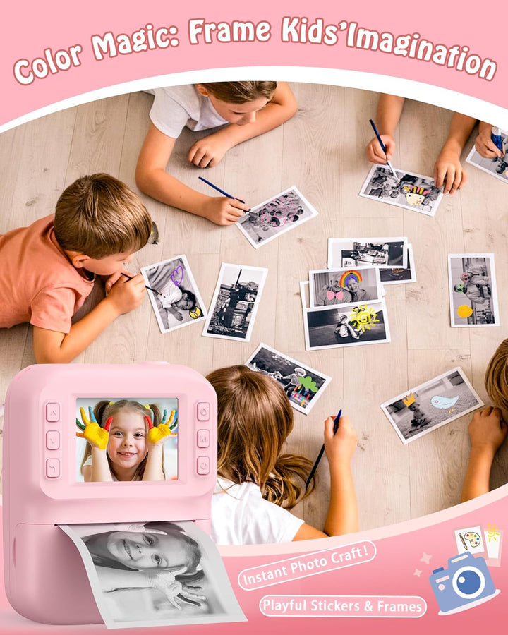 Sofortbildkamera Kinder 48MP, 1080P Video Kinderkamera mit Sofortdruck, 2,4 Zoll IPS Spielzeug Kamer
