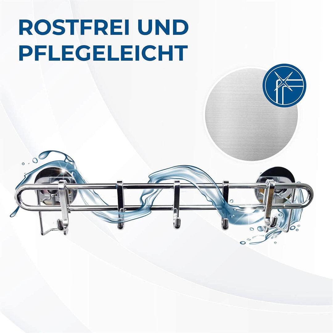 Housekeeps Hakenleiste Küche selbstklebend mit 5 Haken [40cm] - Küchenhelfer Hängeleiste ohne Bohren