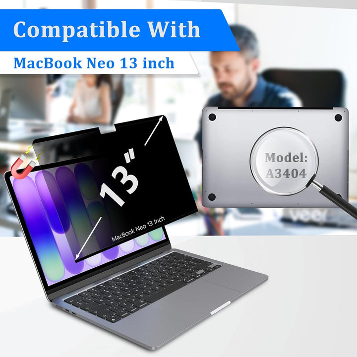 LanQii Magnetischer Blickschutzfilter für MacBook Neo 13 Zoll mit A18 Pro Chip 2026, Privacy Filter