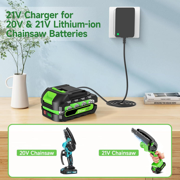 21V 1A Mini-Kettensäge-Akku-Ladegerät für Elektrowerkzeuge, kompatibel mit Seesi/Aker/Saker/Seyvum/O
